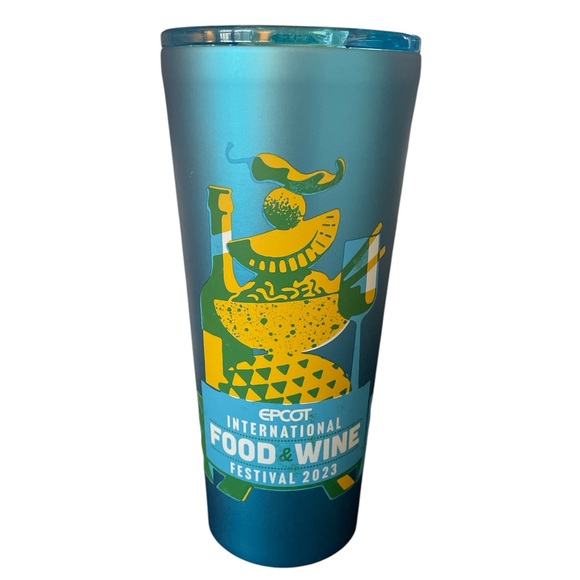 2023 Disney Parks EPCOT International Food Wine Festival Blue Corkcicle Tumbler - Picture 1 of 5